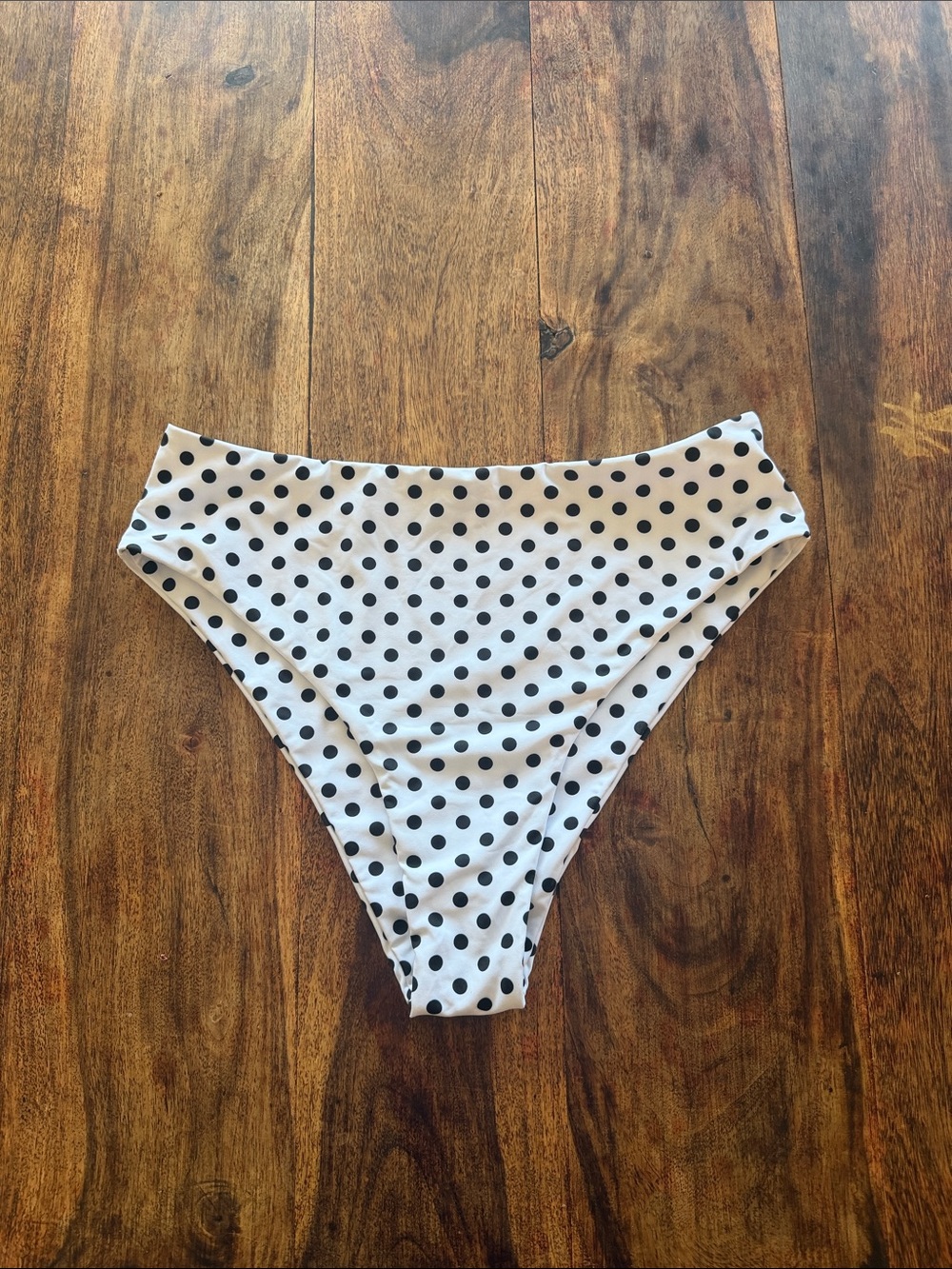High-Waisted Polka Dot Bikini Bottom - White & Black